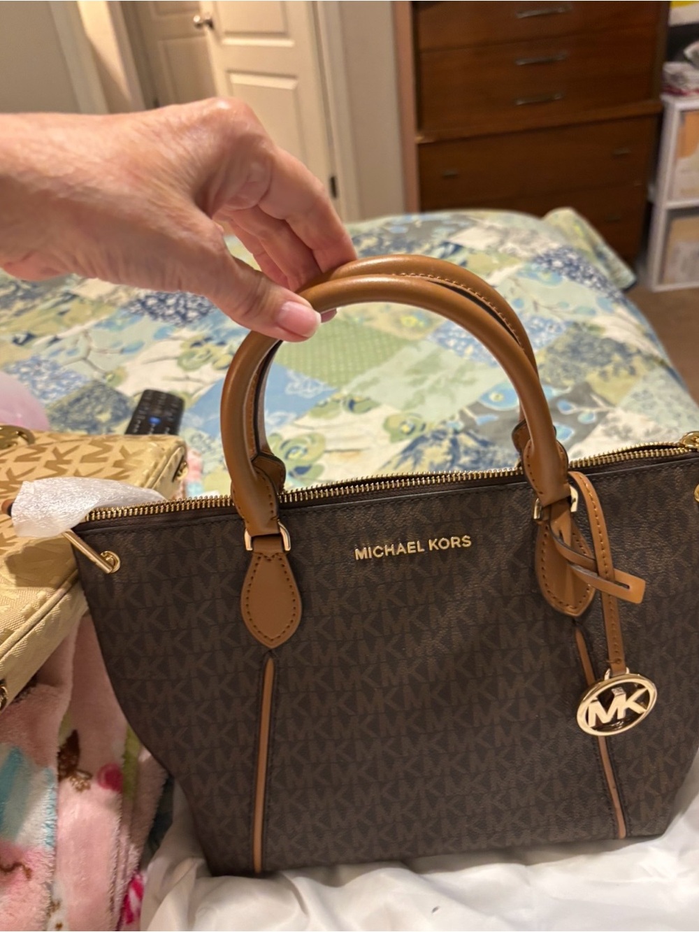 Michael Kors Brown Logo Sierra Medium Messenger Bag